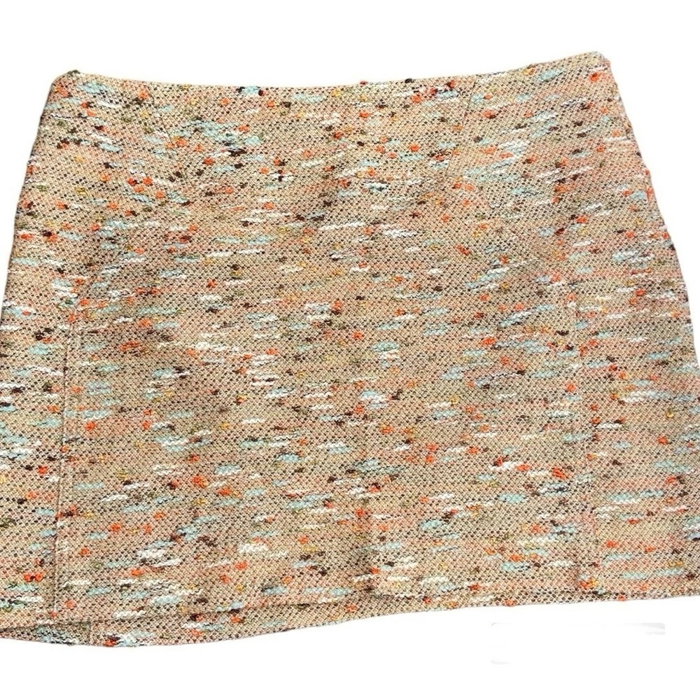 Diane Von Furstenberg Kawa Mini Skirt Multi Print Neutral Tweed New Women’s Sz 6